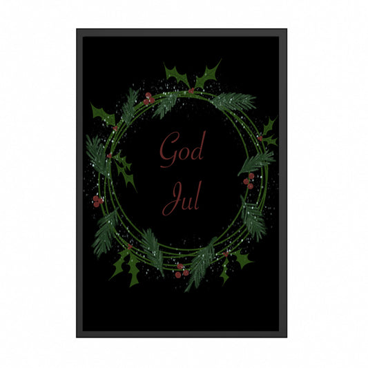 God Jul Krans Sort Plakat