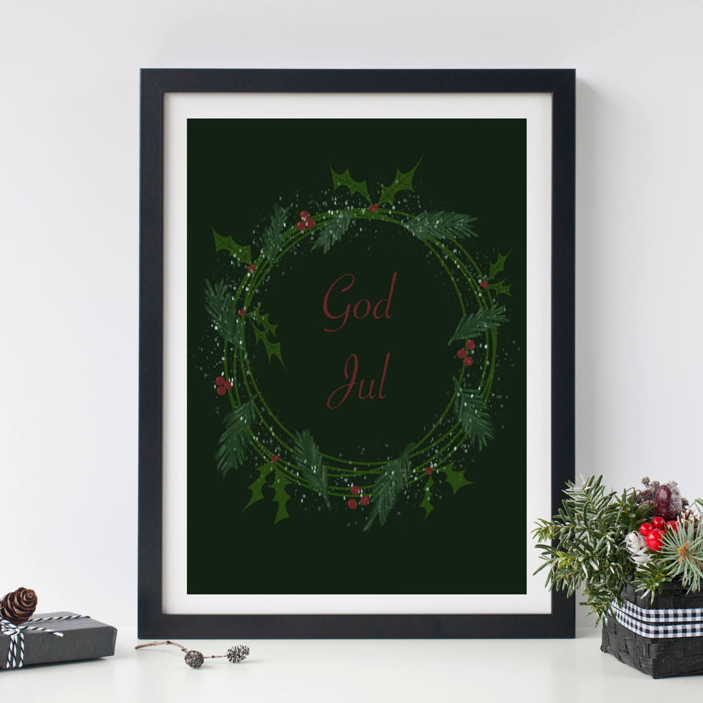 God Jul Krans Grønn Plakat