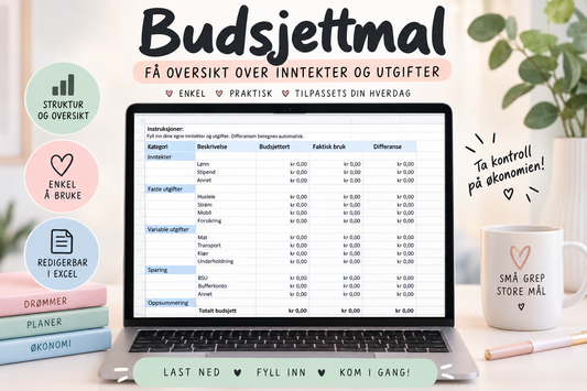 Månedsbudsjett Excel | Mal