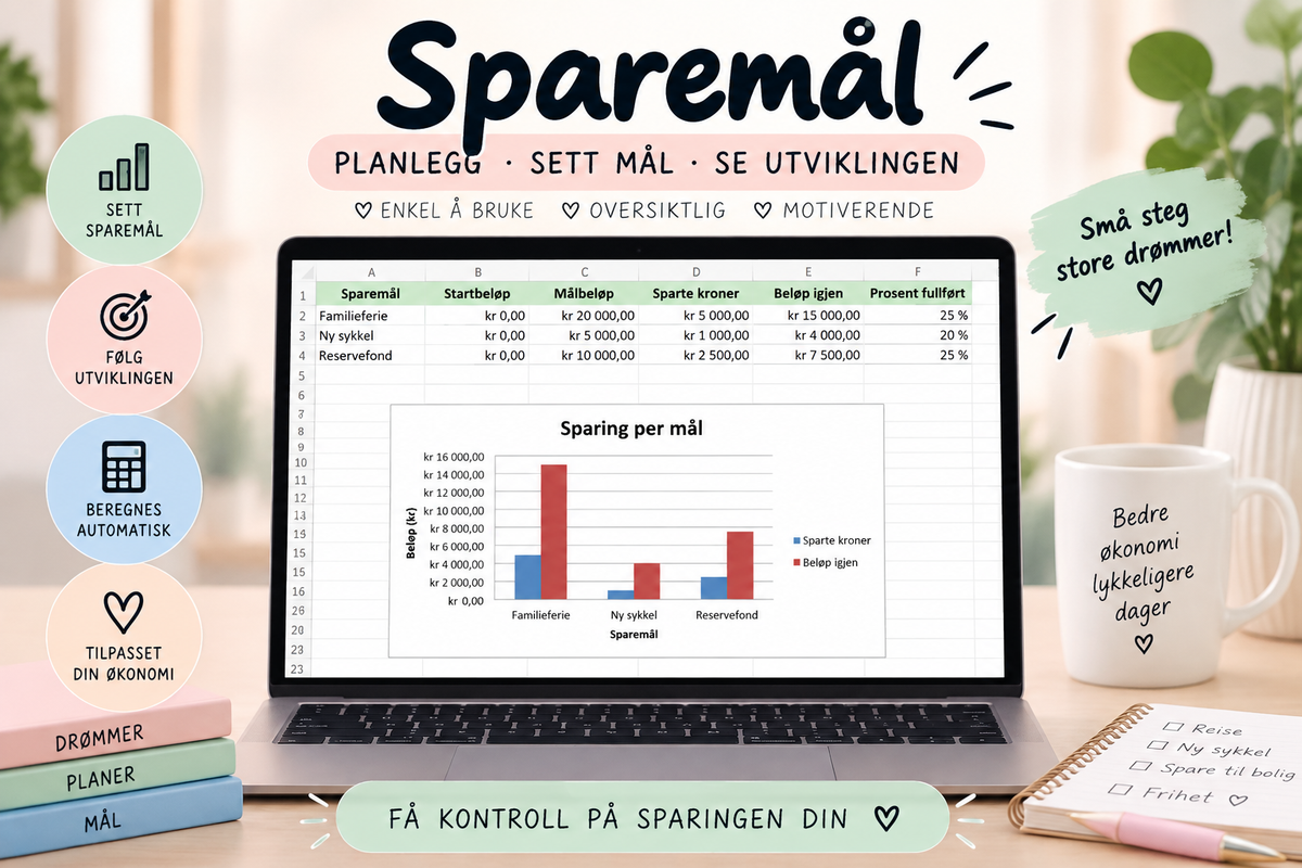 Sparemål familie Excel | Mal