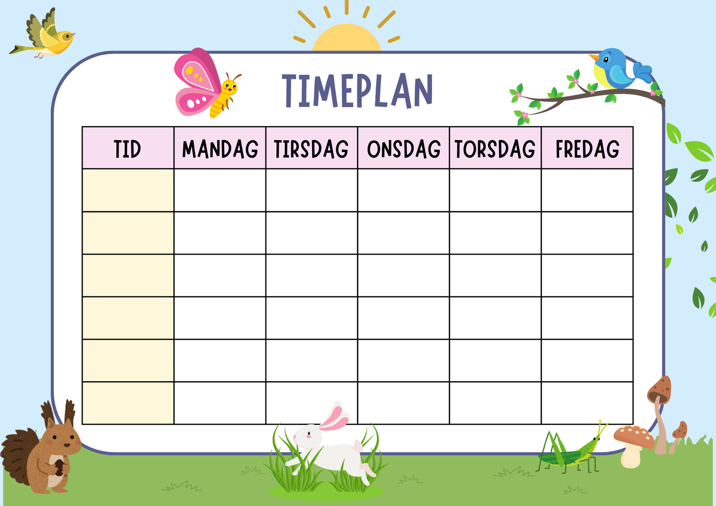 Timeplan for barn