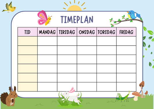 Timeplan for barn